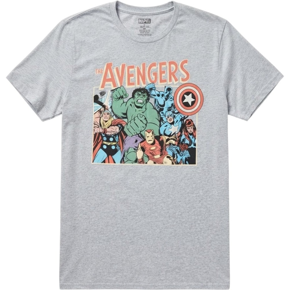 Marvel The Avengers Graphic T-Shirt Mens Medium Grey Excellent Comic Tee